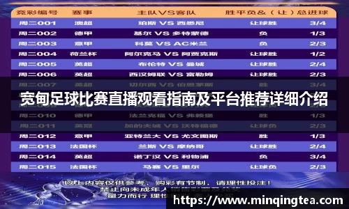 宽甸足球比赛直播观看指南及平台推荐详细介绍